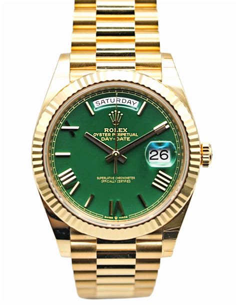 green dial rolex president name.